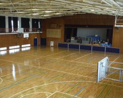 大阪府立摂津高等学校体育館床改修工事 体育館床補修1